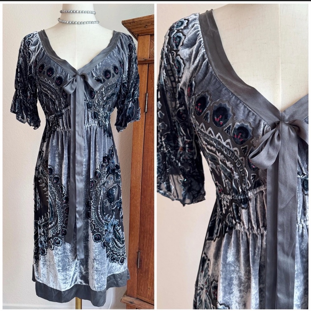 Vintage Hale Bob Burnout Crushed Velvet Dress size Small
